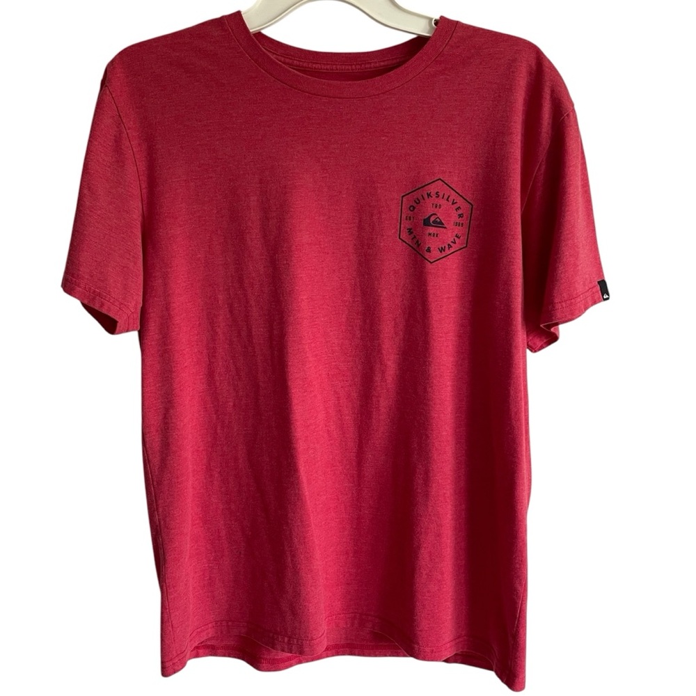 Quicksilver Red Crewneck Short Sleeve Relaxed Fit Logo Graphic T-Shirt